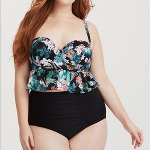 Torrid floral peplum swim top